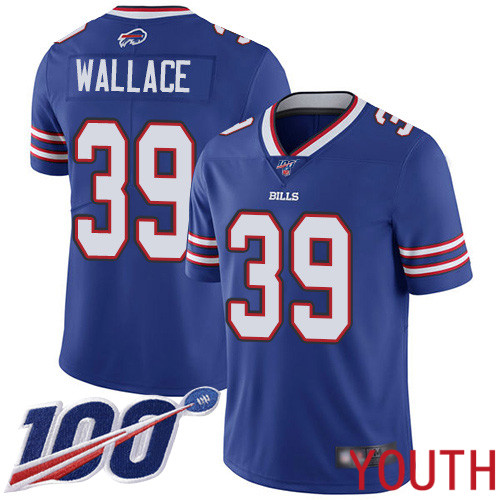 Youth Buffalo Bills #39 Levi Wallace Royal Blue Team Color Vapor Untouchable Limited Player 100th Season NFL Jersey